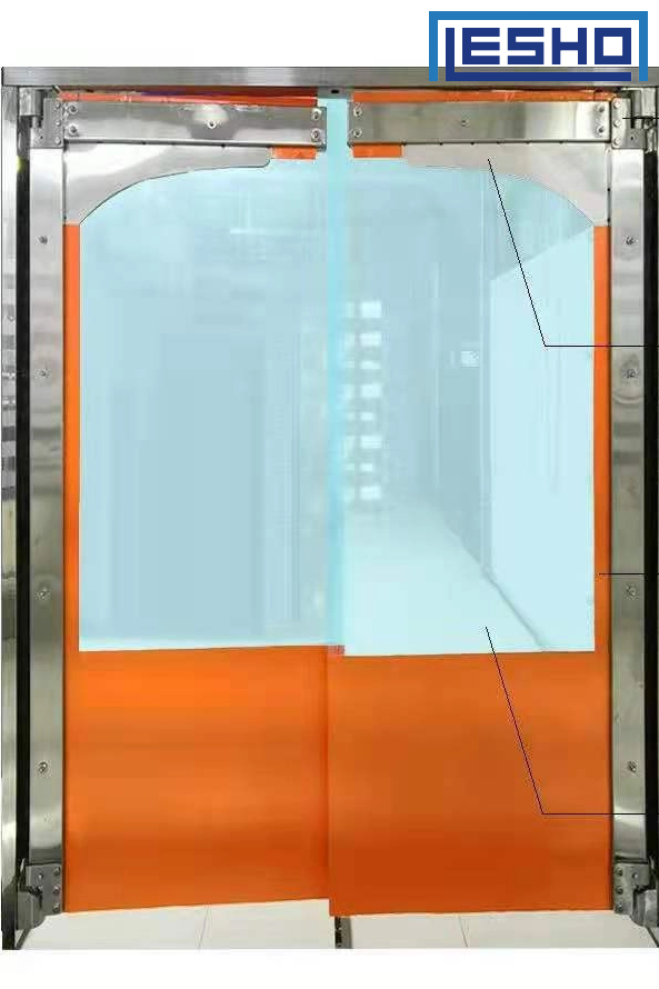 Heavy Duty Insulated Impact Traffic Door Stainless Steel Double Acting Swing Door for Cold Room and Warehouse